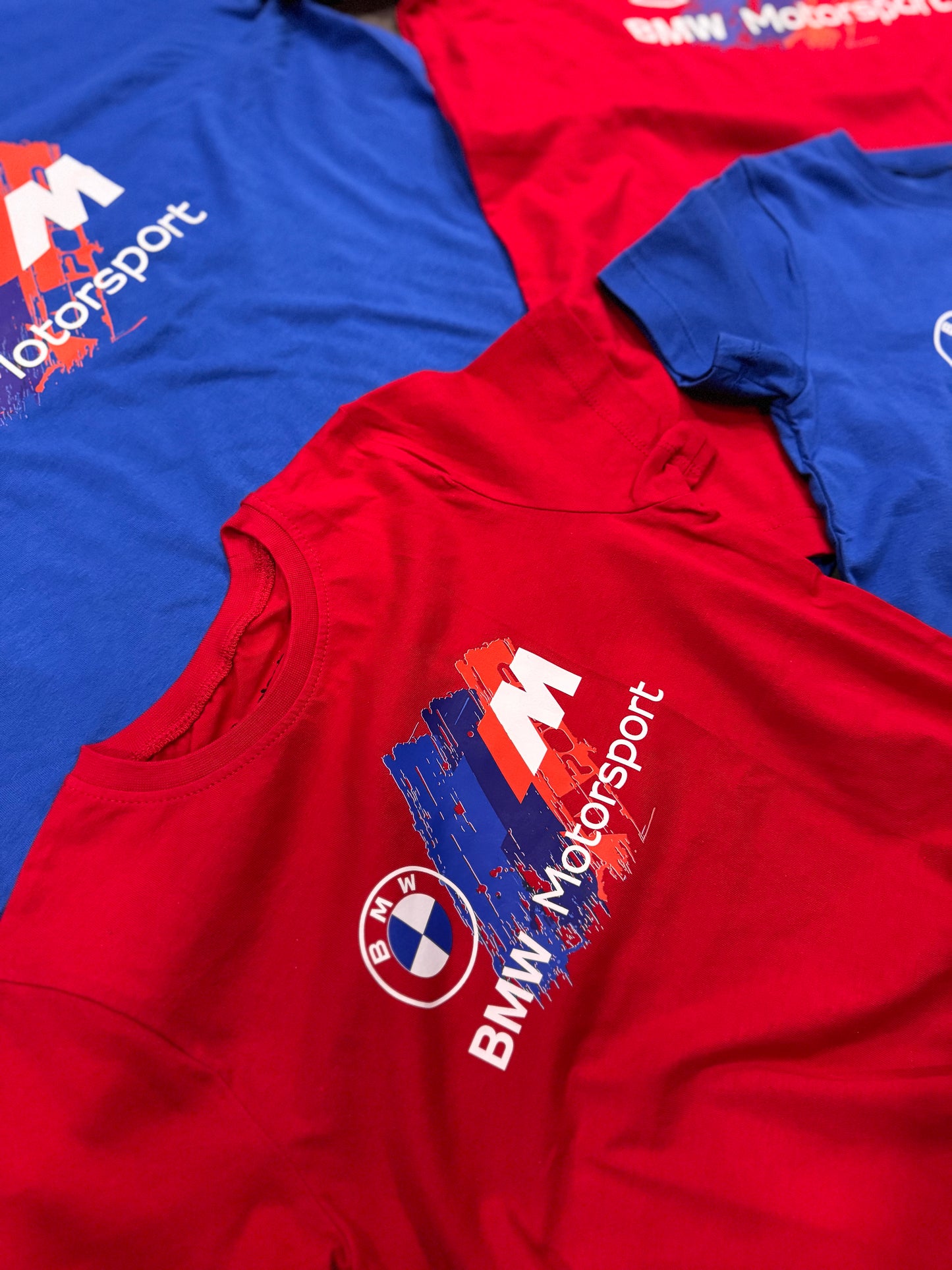 🏎️ T-shirt BMW Motorsport – Bleu & Rouge (Adulte & Kids)