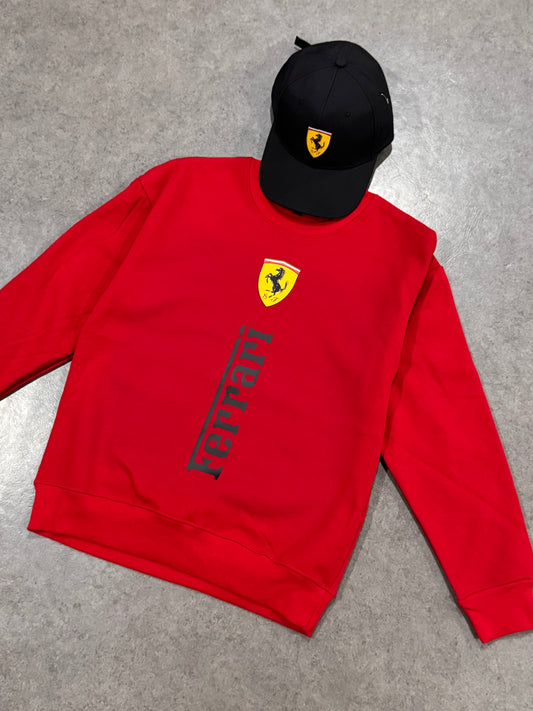 Pack Ferrari Rouge – Hoodie + Casquette Noire (Édition Légendaire)