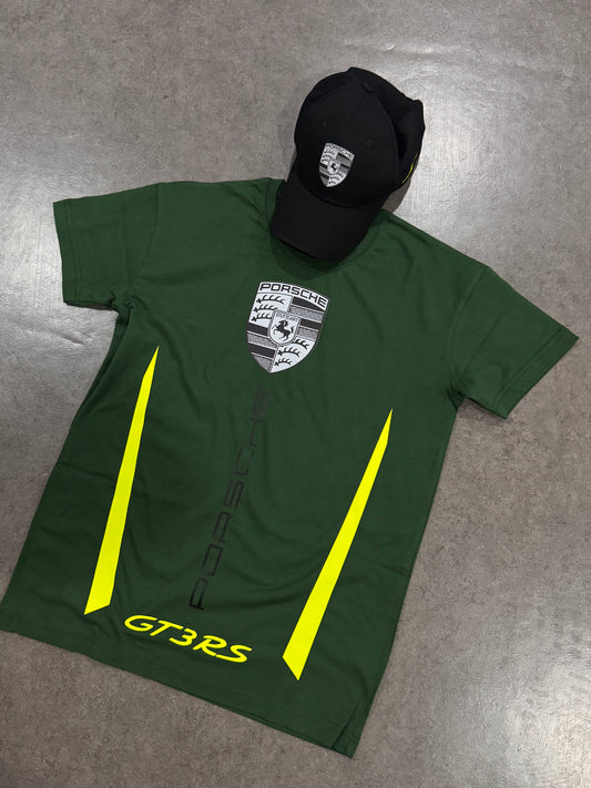 T-shirt casquette Porsche gt3 rs vert acide