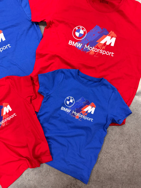 🏎️ T-shirt BMW Motorsport – Bleu & Rouge (Adulte & Kids)